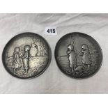 PAIR OF WMF STORY BOARD DISHES STAMPED 328 AND 328A