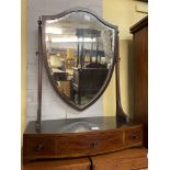 REGENCY MAHOGANY BOW FRONTED SHIELD SHAPE BOXED TOILET MIRROR