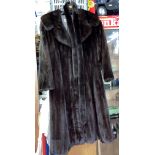 LADIES 3/4 LENGTH FUR COAT WITH BELT - SPLIT TO SLEEVE AND STITCHING