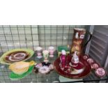 JAPANESE COTTAGE PRESERVE BOX, NOVELTY EGGCUPS AND MINIATURE LIMOGES DECORATED PORCELAIN, ETC.