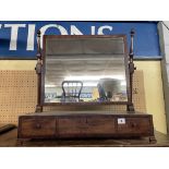 EARLY 19TH CENTURY MAHOGANY BOXED TOILET MIRROR FITTED WITH THREE DRAWERS