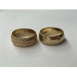 TWO 9CT GOLD WEDDING BANDS SIZES P AND N 11.