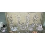 SHELF OF RCR GLASS DANCING FIGURE GROUPS,