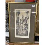 ETCHING OF A CONTINENTAL STREET SCENE SIGNED IN PENCIL PALIEZZO VECHIO DE VIE DE NEU 81/100 WITH