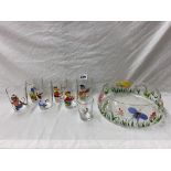 196S/70S NOVELTY GLASS BEAKERS AND DECORATED BOWL