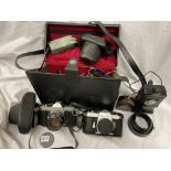 TWO PENTAX SPOTMATIC 35MM CAMERAS IN CASES