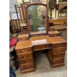 VICTORIAN MAHOGANY INVERTED BREAK FRONT KNEEHOLE DRESSING TABLE/DESK