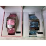 TWO BOXED FIGORO QUARTZ DRESS WATCHES PINK AND BLUE