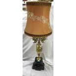 19TH FRENCH TWIN HANDLED SIX BRANCH OVOID VASE CANDLE HOLDER CONVERTED FOR ELECTRICITY ON BLACK