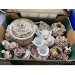 CARTON OF FLORAL ENCRUSTED CENTREPIECES, LEONARDO COLLECTION BREAKFAST CUPS AND SAUCERS,