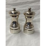 PAIR OF LONDON SILVER PETER PIPER SALT AND PEPPER MILLS