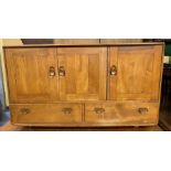 ERCOL LIGHT ELM THREE DOOR MOBILE SIDE CABINET