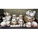 SHELF OF ROYAL ALBERT OLD COUNTRY ROSES BONE CHINA TEA AND DINNERWARES