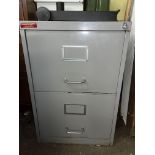 GREY METAL TWO DRAWER FILING CABINET