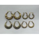 FOUR PAIRS OF HOLLOW CREOLE EARRINGS 3.