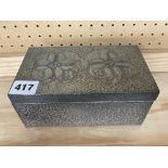 PEWTER EMBOSSED CASED RECTANGULAR CASKET