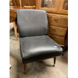 1960S BLACK VINYL BEDROOM LOW CHAIR