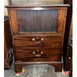 GEORGE III MAHOGANY TAMBOUR FRONTED NIGHT COMMODE