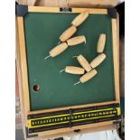 VINTAGE KAY OF LONDON MINIATURE BAGATELLE/ PUB SKITTLES GAME