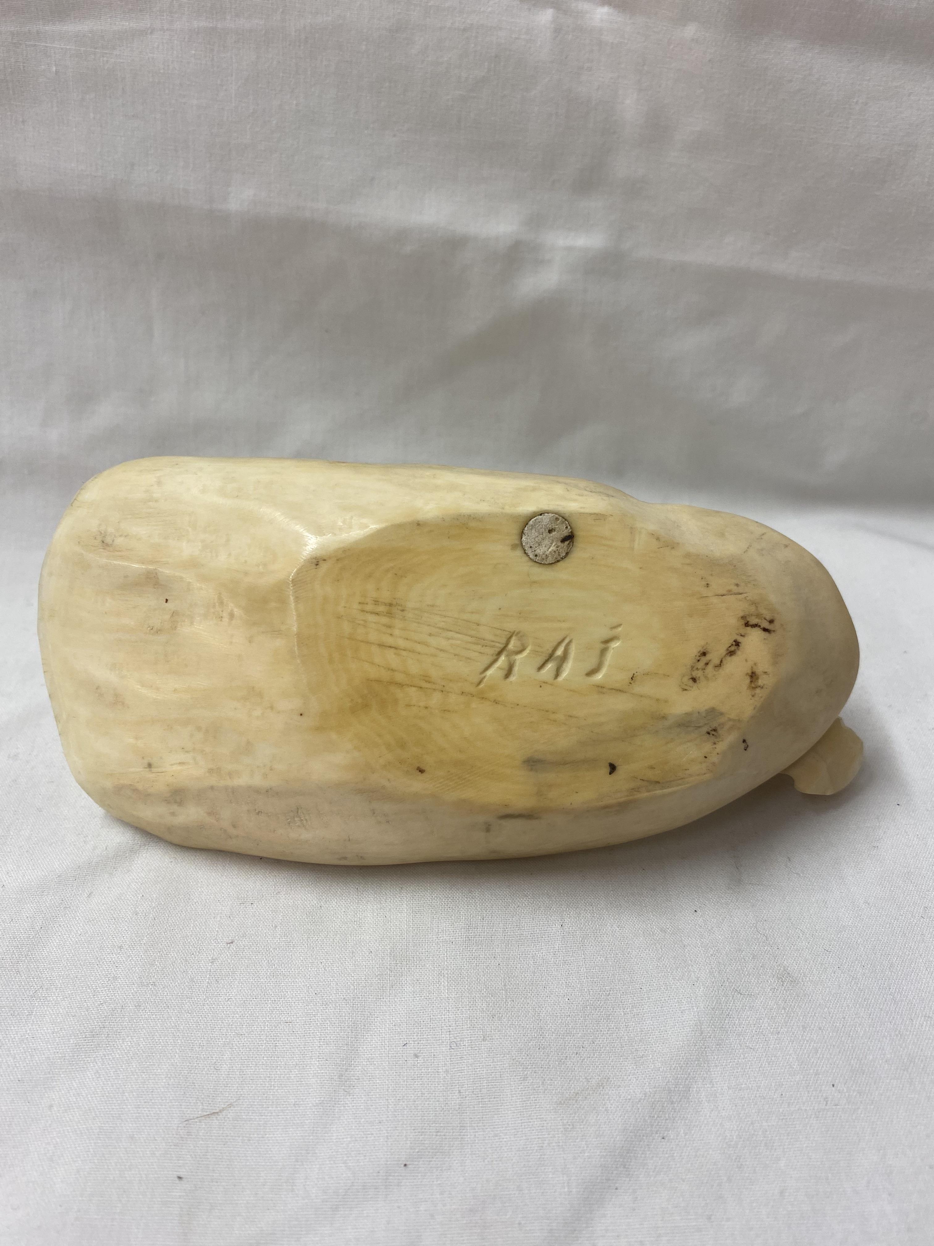 INNUIT CARVED BONE POLAR BEAR AND SEAL DISH - Image 3 of 4