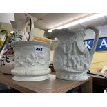 PORTMEIRION PORCELAIN BAS RELIEF PLANTER AND A BRITISH HERITAGE JUG