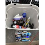 LAUNDRY BASKET OF CAR CLEANING PRODUCTS