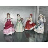 FOUR ROYAL DOULTON FIGURES - SWEET SIXTEEN, THE GRAND MANNER, CHRISTMAS,