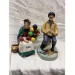 ROYAL DOULTON THE OLD BALLOON SELLER HN1315 AND THE SEA FARER HN2455 A/F NECK REGLUED