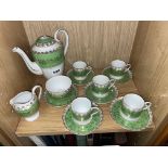 CZECH GREEN AND GILDED COFFEE SET