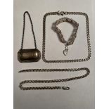 SILVER HEAVY LINK BELCHER CHAIN AND ONE OTHER,