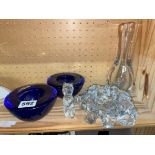 PAIR OF KOSTA BODA BLUE GLASS BOWLS,