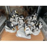SIX WHOOPS PENGUIN FIGURE GROUPS FOR FRANKLIN MINT