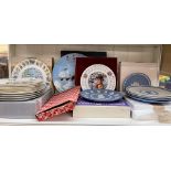 SELECTION OF WEDGWOOD JASPER WARE BLUE AND IVORY PLATES INCLUDING 250TH ANNIVERSARY BIRTH OF JOSIAH