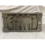 INDIAN CARVED BAS RELIEF STONE WORK PANEL
