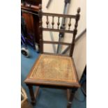 FRENCH OAK BALUSTRADE BERGERE CANED CHAIR 90CM H