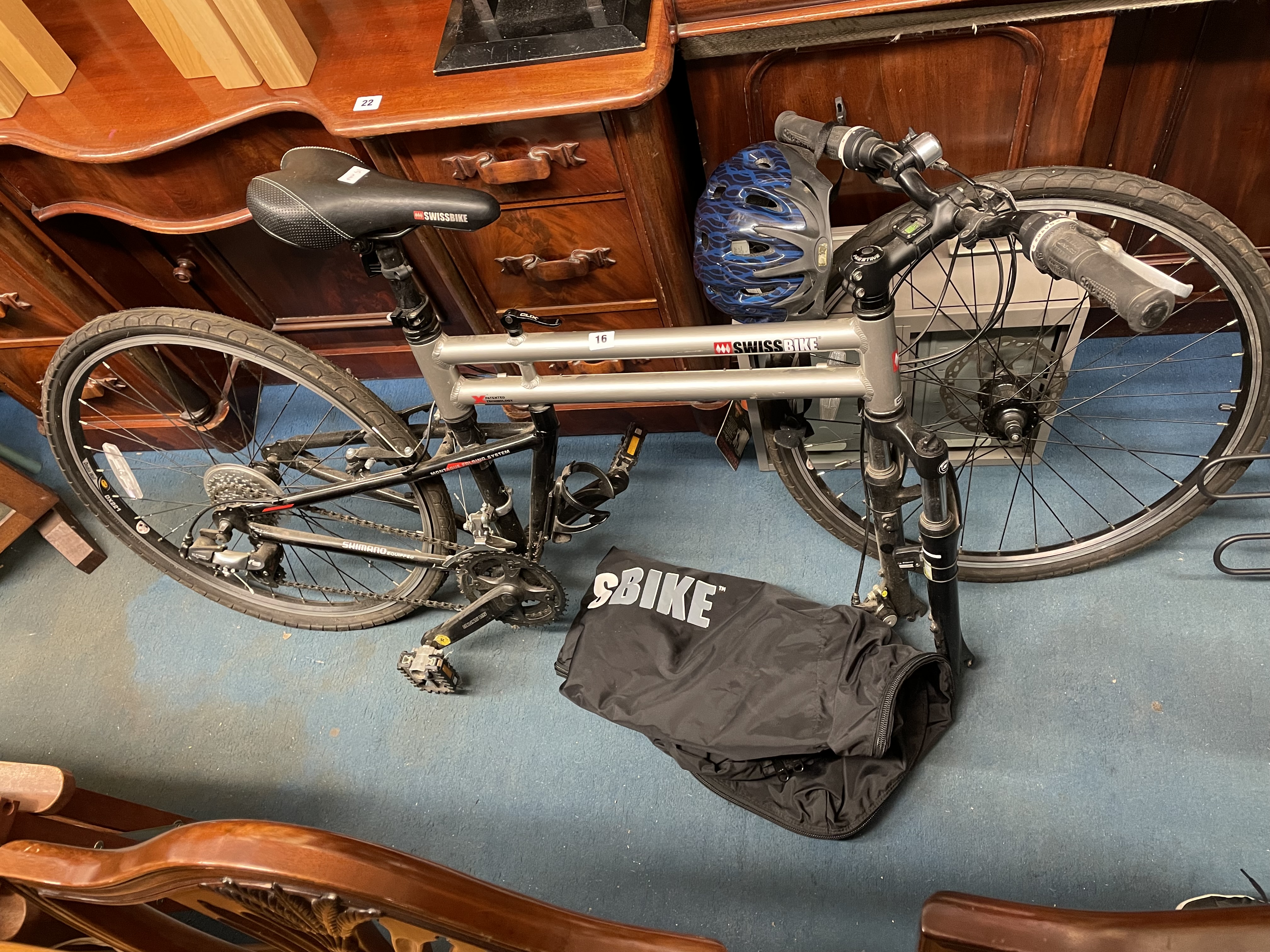 SWISS BIKE FOLDING BICYCLE WITH CRASH HAT AND CARRY BAG