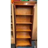 YEW TALL BOOK CASE WITH PRINTED INLAID DECORATION