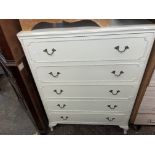 CREAM PAINTED FRENCH STYLE FIVE DRAWER CHEST