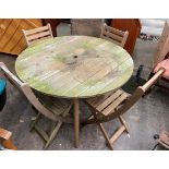 TEAK CIRCULAR PATIO TABLE,