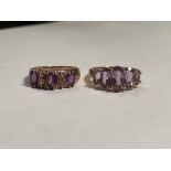 TWO 9K AMETHYST AND ROSE ZIRCON DRESS RINGS 6.