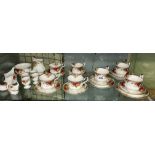 SHELF OF ROYAL ALBERT OLD COUNTRY ROSES TEA CUP AND SAUCERS TRIOS,