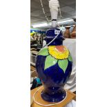 DENNIS TOWNSEND BLUE FLORAL BALUSTER TABLE LAMP