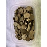 TUB OF PRE DECIMAL THREE PENCE PIECES FROM GEORGE VI