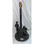 JEANNE RYNHART CAST RESIN BRONZED "IRISH BAND" TABLE LAMP SIGNED AND STAMPED E/750