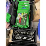 TWO PLASTIC CASES OF SOCKETS, SETS,