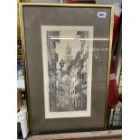 ETCHING OF A CONTINENTAL STREET SCENE SIGNED IN PENCIL PALIEZZO VECHIO DE VIE DE NEU 81/100 WITH