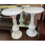 PAIR OF ALABASTER JARDINIERE STANDS