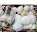 CARTON CONTAINING A LARGE QUANTITY OF WHITE WOOL