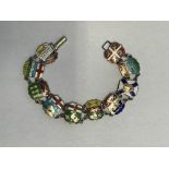 STERLING SILVER AND ENAMEL CONTINENTAL ARMORIAL CREST BRACELET