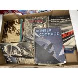 BOX OF VINTAGE WAR MAGAZINES AND PROPAGANDA PAMPHLETS INCLUDING BOMBER COMMAND,